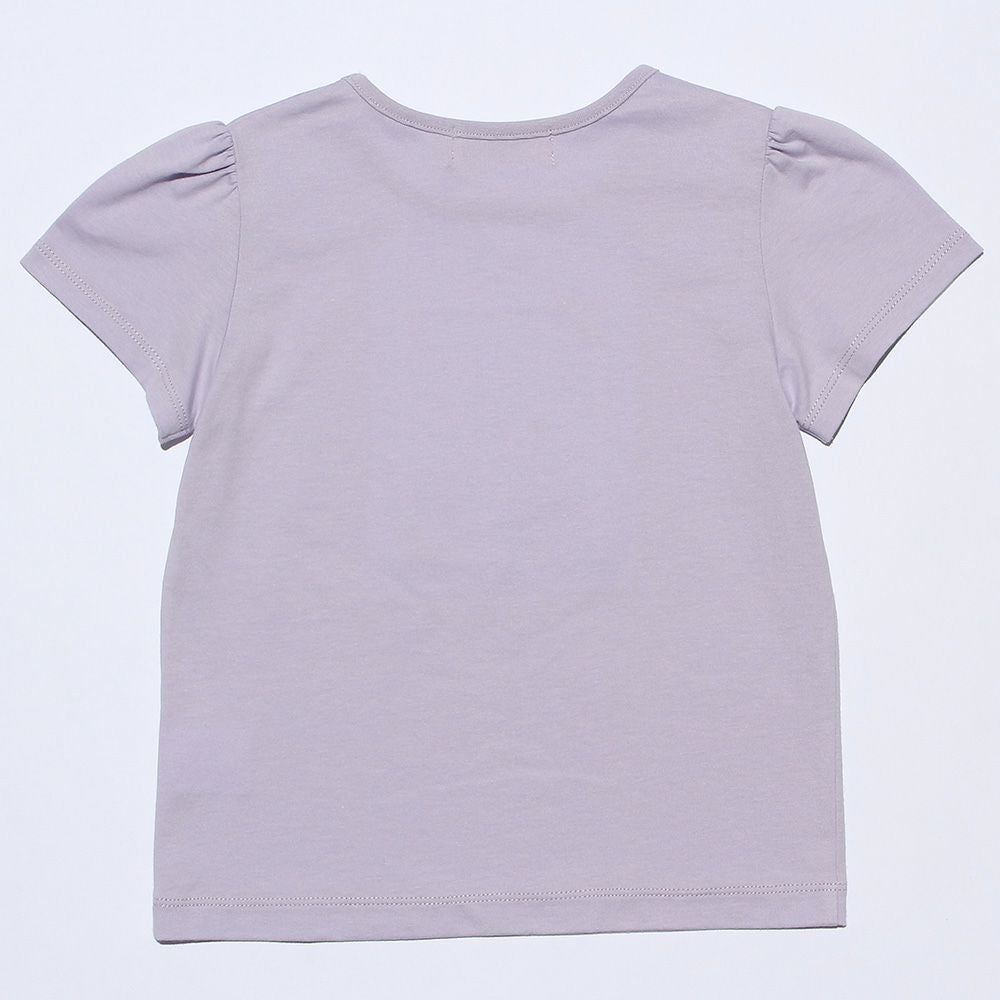 ベビー服 女の子 綿100％女の子モチーフプリントTシャツ パープル(91) 背面