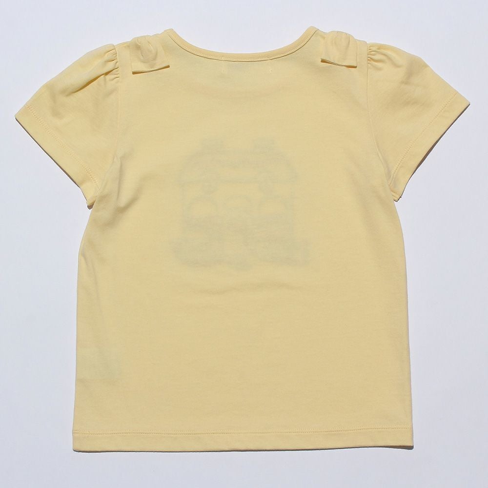 ベビー服 女の子 綿100％お花＆おうち刺繍Tシャツ イエロー(04) 背面