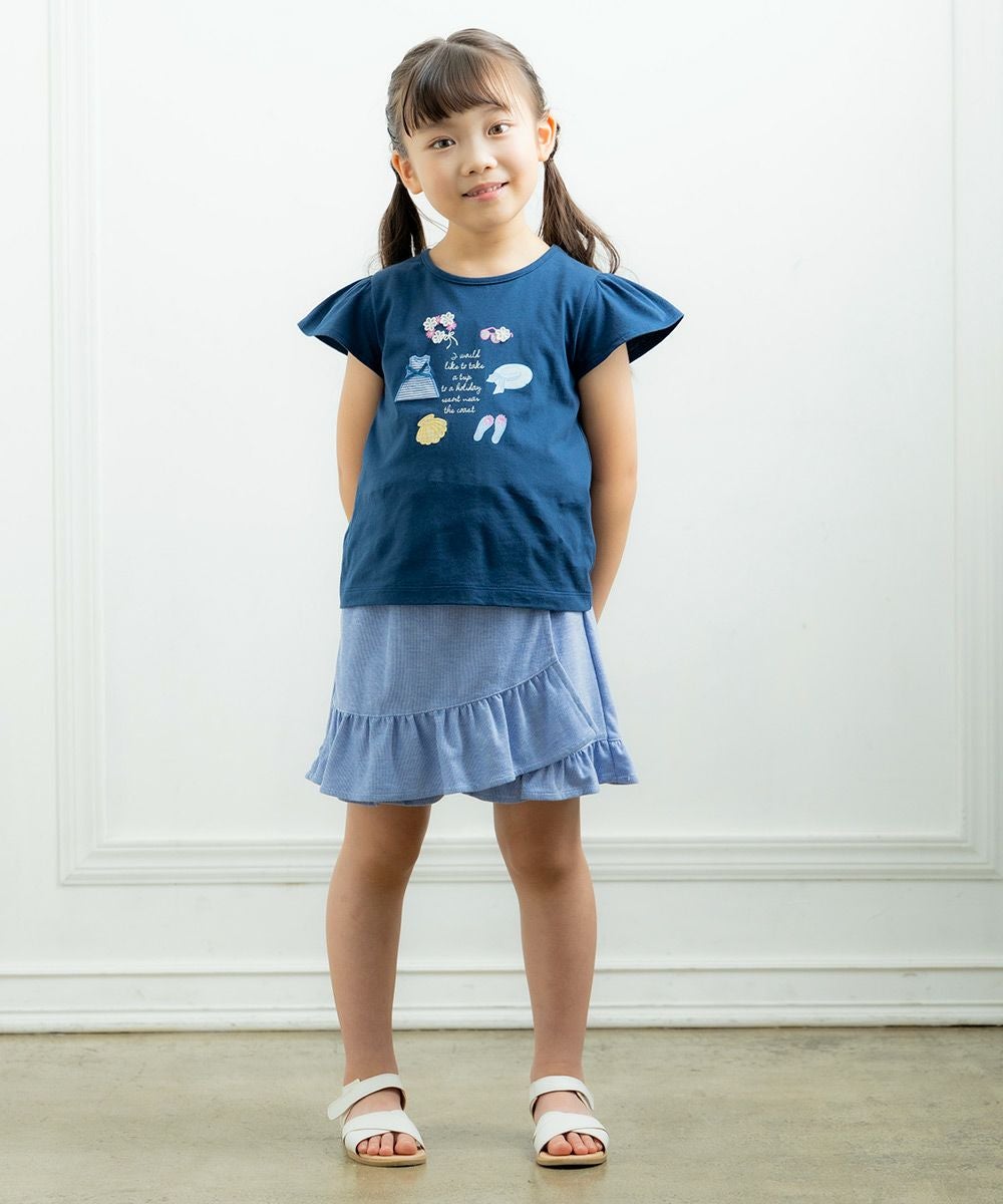ベビー服 女の子 綿100％サマーアイテムモチーフつきTシャツ ネイビー(06) モデル画像2