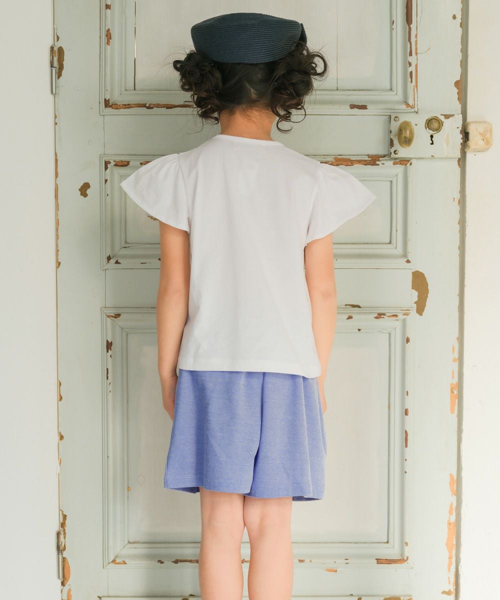 ベビー服 女の子 綿100％貝殻＆音符ガラス瓶プリントリボン付き　マリンテイスト オフホワイト(11) モデル画像3