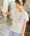 ベビー服 女の子 綿100％貝殻＆音符ガラス瓶プリントリボン付き　マリンテイスト