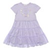 ベビー服 女の子 お花プリントチュールドッキングワンピース パープル(91) 正面