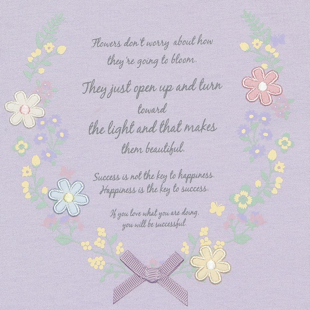 ベビー服 女の子 お花プリントチュールドッキングワンピース パープル(91) デザインポイント1