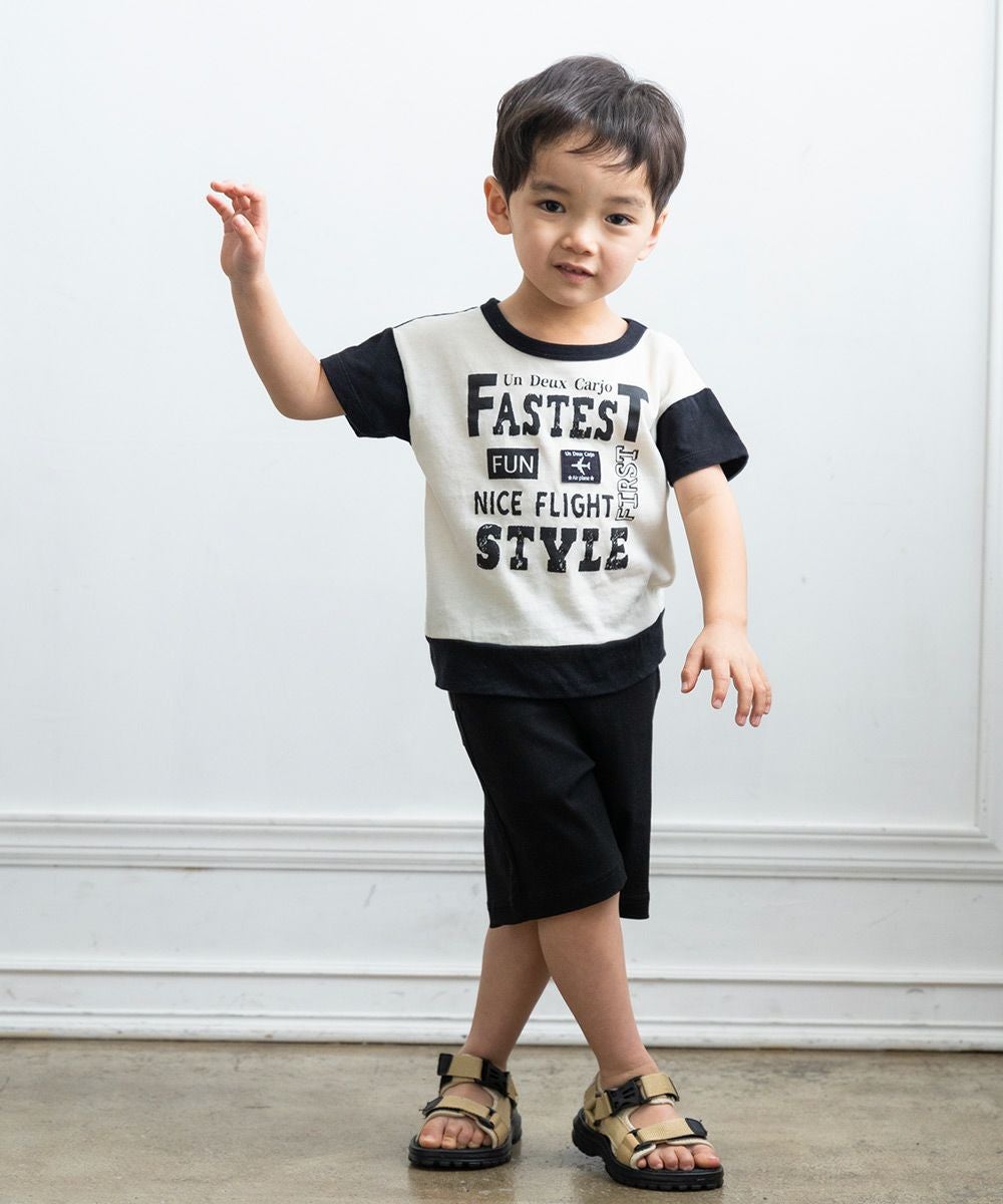 子供服 男の子 綿100％ロゴプリントＴシャツ アイボリー(12) モデル画像3