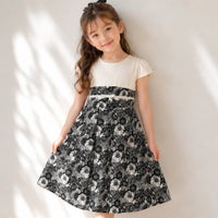 子供服 女の子 結婚式　発表会　誕生日　リボンつき花柄タック