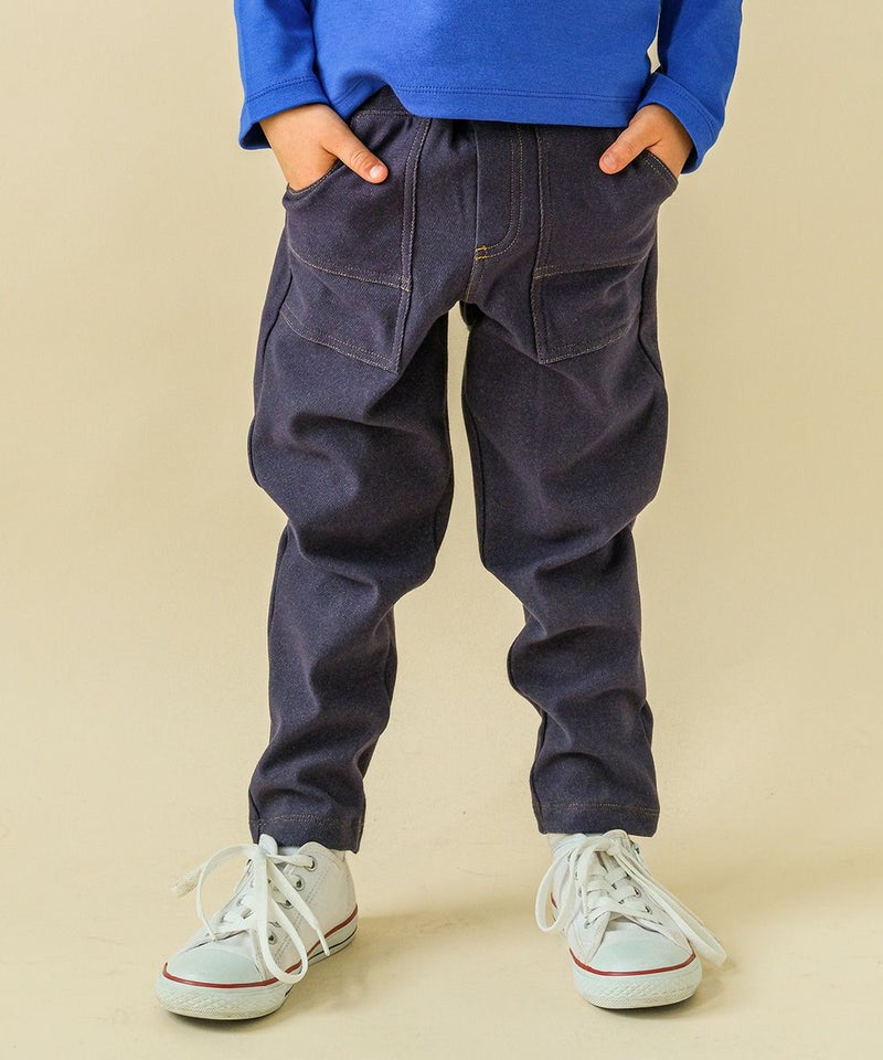 【アウトレットセール秋冬 80cm限定】デニムニット10分丈パンツ