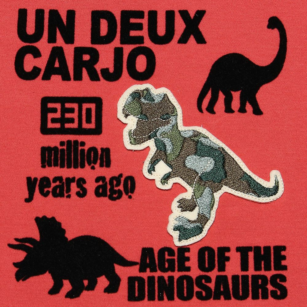 ベビー服 男の子 綿１００％恐竜フロッキープリントTシャツ オレンジ(07) デザインポイント1