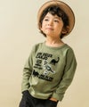 ベビー服 男の子 綿１００％恐竜フロッキープリントTシャツ カーキ(82) モデル画像アップ