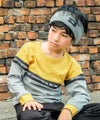 子供服 男の子 本体綿１００％バイカラーデザインTシャツ イエロー(04) モデル画像アップ