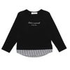 子供服 男の子 Tシャツ　レイヤード風　ポケット　文字入り　バックプリント　本体綿１００％ ブラック(00) 正面