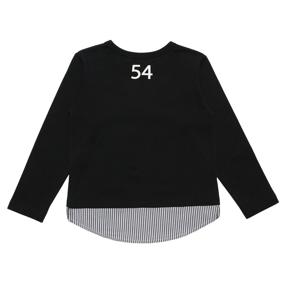 子供服 男の子 Tシャツ　レイヤード風　ポケット　文字入り　バックプリント　本体綿１００％ ブラック(00) 背面
