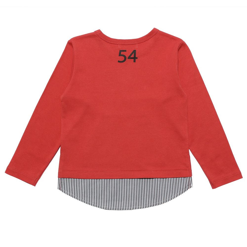 子供服 男の子 Tシャツ　レイヤード風　ポケット　文字入り　バックプリント　本体綿１００％ オレンジ(07) 背面