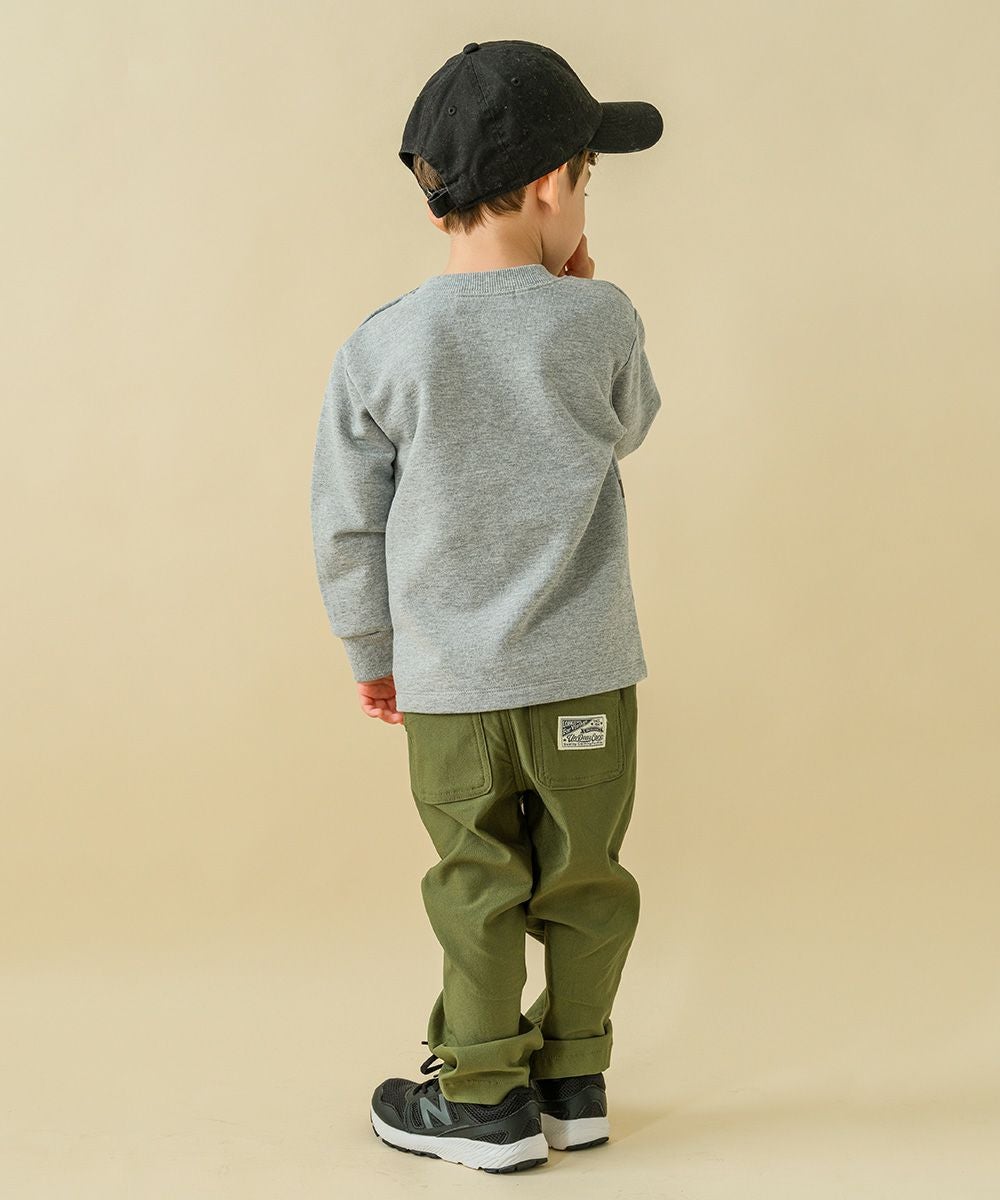 ベビー服 男の子 恐竜プリント＆乗り物ワッペンTシャツ 杢ｸﾞﾚｰ(92) モデル画像1