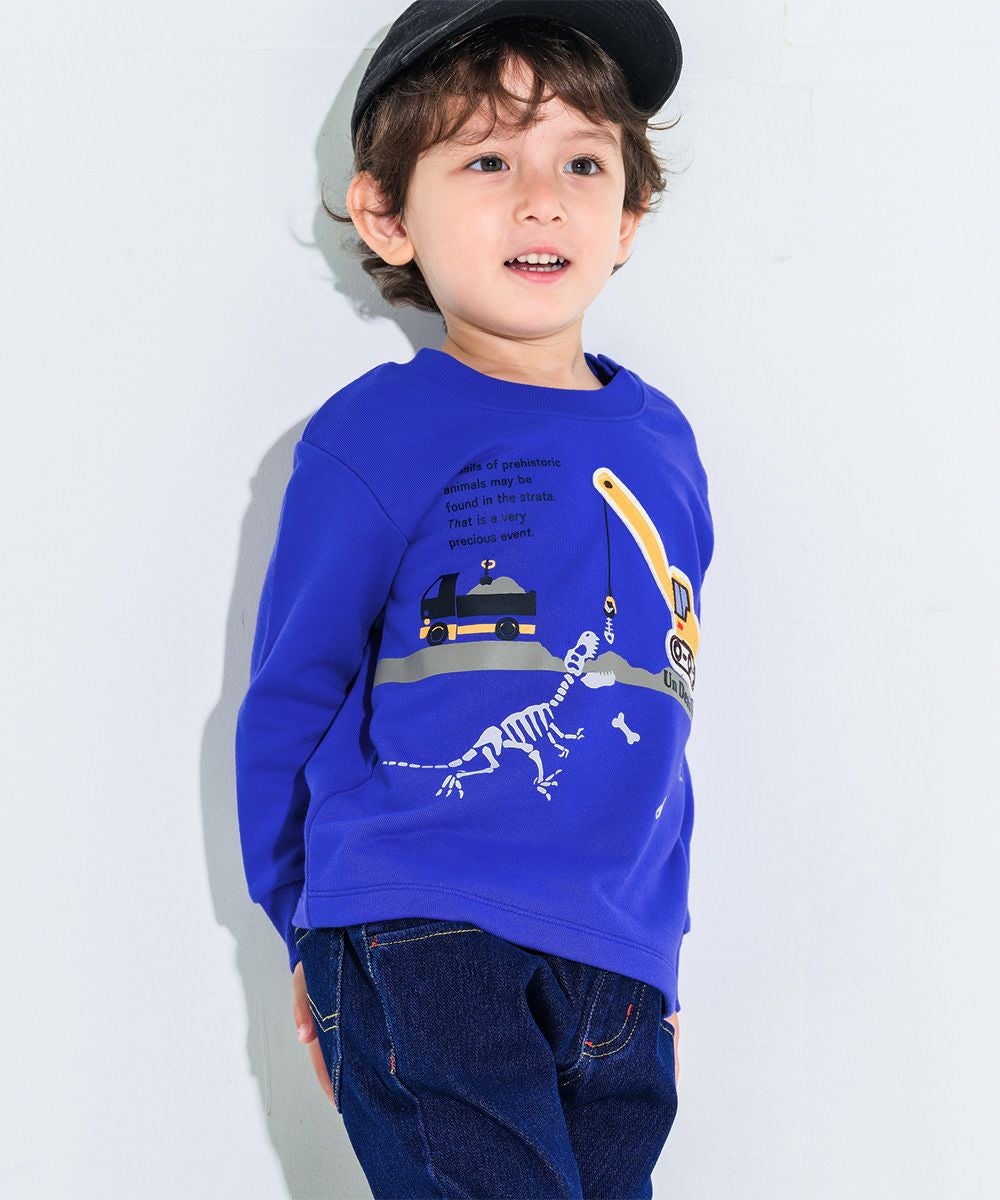 ベビー服 男の子 恐竜プリント＆乗り物ワッペンTシャツ ブルー(61) モデル画像