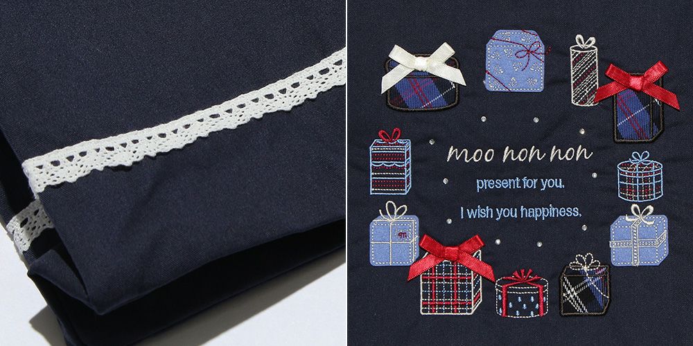 子供服 女の子 プレゼントBOX刺繍トートバッグ ネイビー(06) デザインポイント1