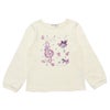 子供服 女の子 綿100％音符楽器お花プリントリボンつきTシャツ オフホワイト(11) 正面