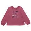 子供服 女の子 ロゴ刺繍リボン裏毛トレーナー ピンク(02) 正面