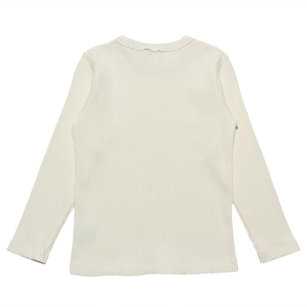子供服 女の子 音符刺繍フリルネックTシャツ オフホワイト(11) 背面
