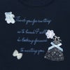 ベビー服 女の子 綿100％ドレスロゴ刺繍バレエシューズリボンTシャツ ネイビー(06) デザインポイント1