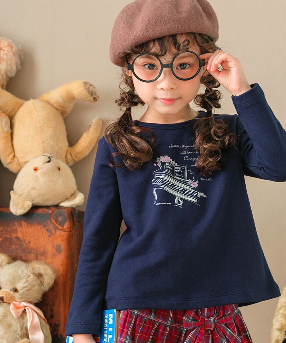 ピアノロゴプリントバックリボンつき裏毛トレーナー