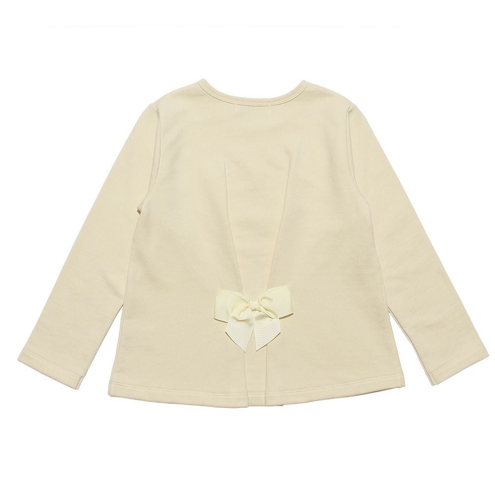 子供服 女の子 ピアノロゴプリントバックリボンつき裏毛トレーナー アイボリー(12) 背面