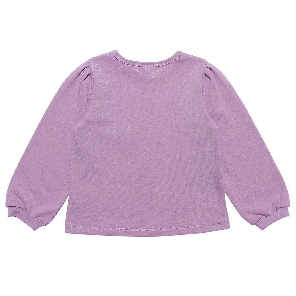 ベビー服 女の子 手描き風イラストプリントバレエシューズリボン裏毛トレーナー パープル(91) 背面