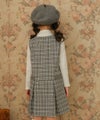 ベビー服 女の子 チェック柄リボンつきプリーツAラインワンピース グレー(09) モデル画像2