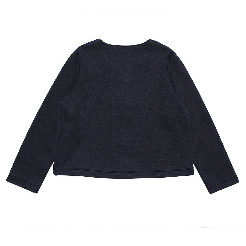 子供服 女の子 ダブルニットリボンつきカーディガン ネイビー(06) 背面