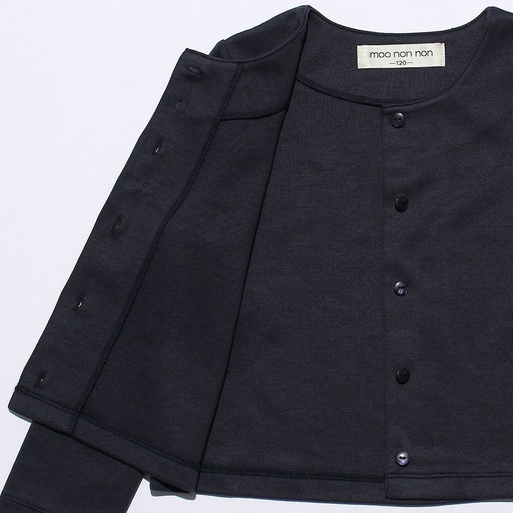 子供服 女の子 ダブルニットリボンつきカーディガン ネイビー(06) デザインポイント1