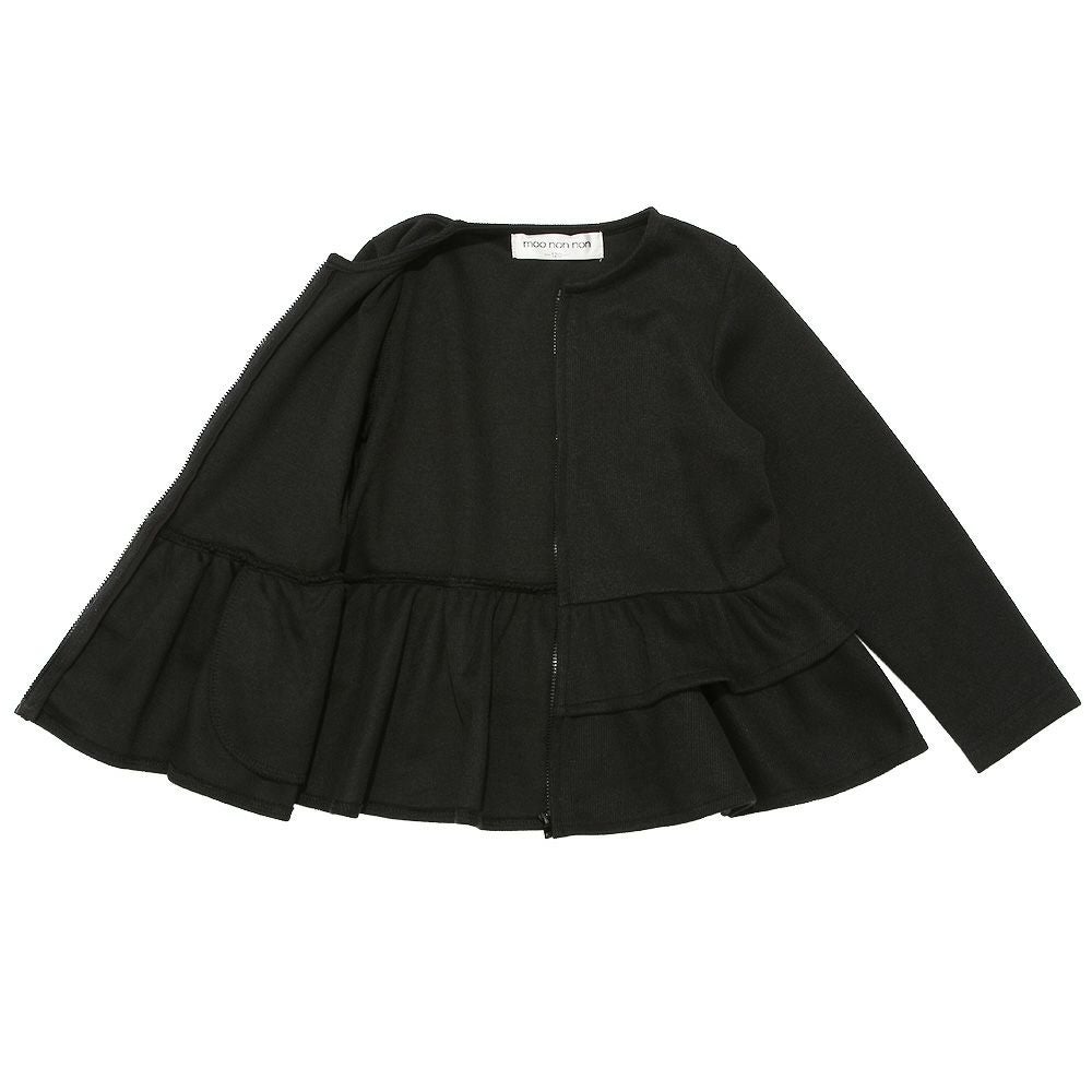 子供服 女の子 フリル　ジップアップ　ポケット　ブルゾン ブラック(00) デザインポイント2