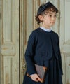 子供服 女の子 結婚式 発表会 リボン付きボレロ ネイビー(06) モデル画像2