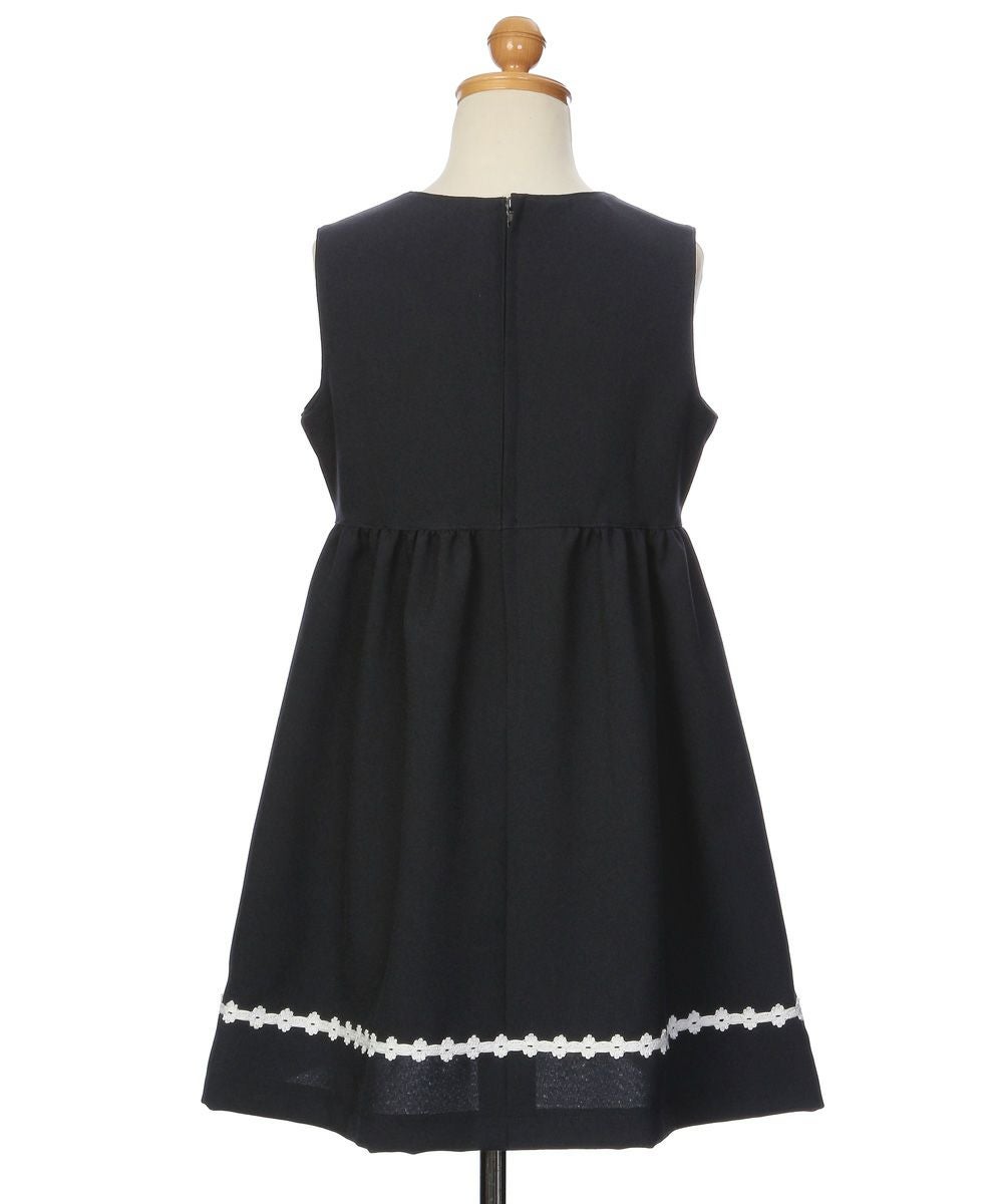 子供服 女の子 結婚式 面接 お受験 ギャザー 花レース ネイビー(06) トルソー背面