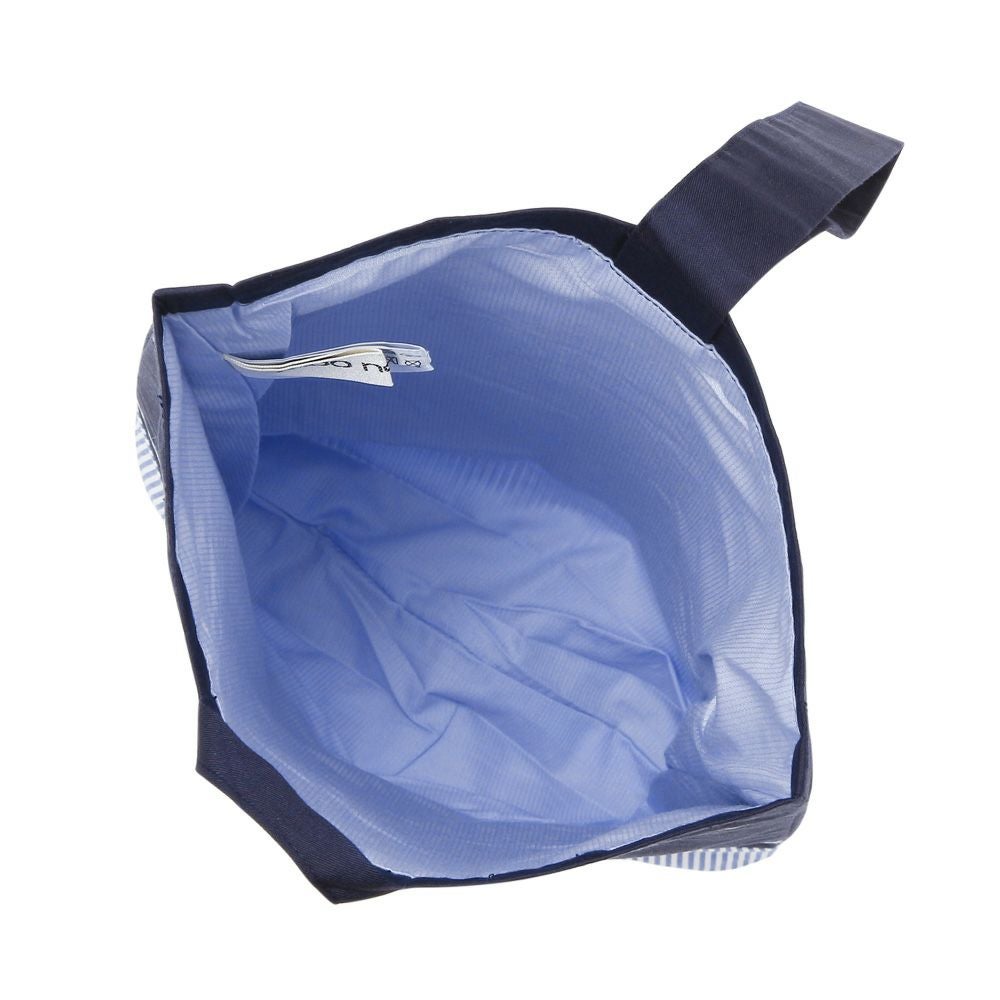 子供服 女の子 通学 マチ付き キッズ 刺繍 音符ロゴ リボン ストライプ シューズバッグ ネイビー(06) デザインポイント1