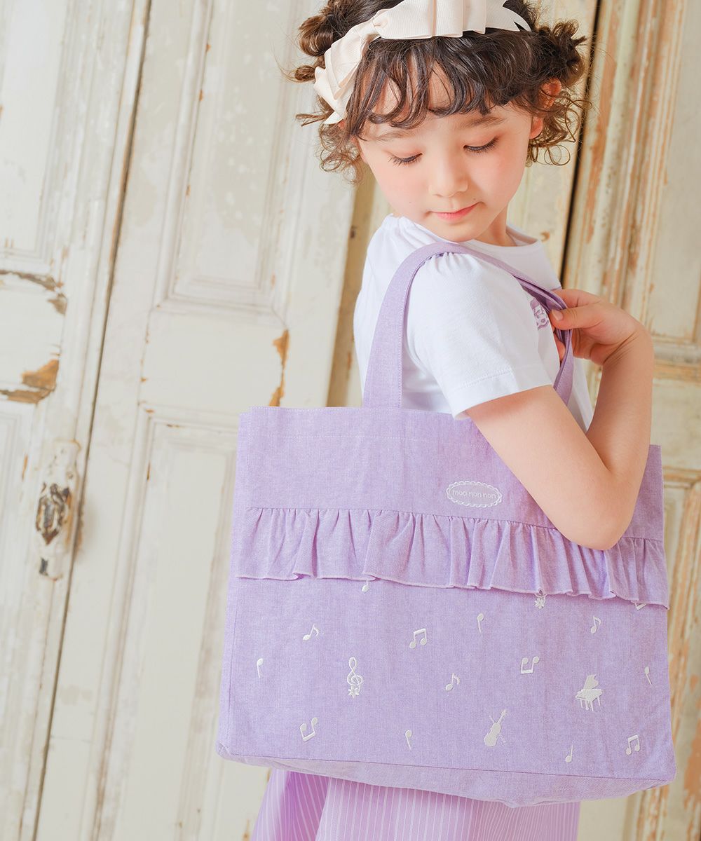 子供服 女の子 ロゴ ダンガリー 音符 レッスンバッグ トートバッグ