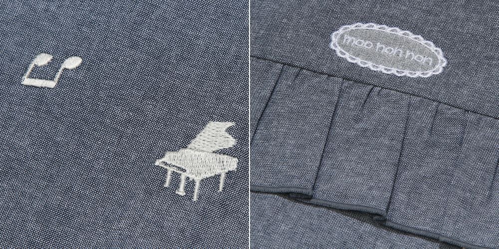 子供服 女の子 ロゴ ダンガリー 音符 レッスンバッグ トートバッグ ネイビー(06) デザインポイント1