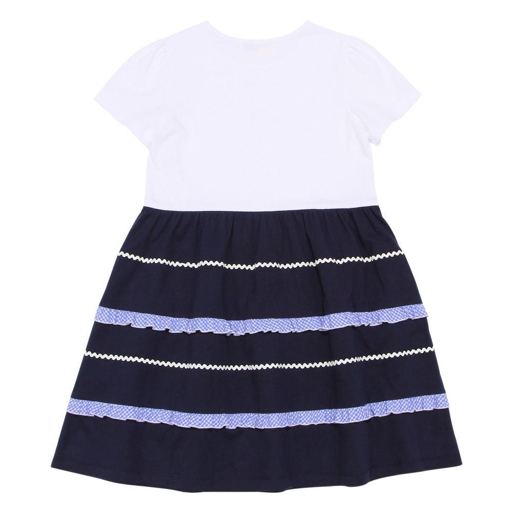 ベビー服 女の子 綿100％ フリル付き ギャザー ワンピース オフホワイト(11) 背面