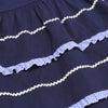 ベビー服 女の子 綿100％ フリル付き ギャザー ワンピース ネイビー(06) デザインポイント1