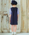 子供服 女の子 音符 刺?入り カットソー かぶり ワンピース ネイビー(06) モデル画像3
