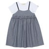 子供服 女の子 綿100％ ギャザー ＆ フリル ドッキングワンピース ネイビー(06) 正面