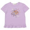 ベビー服 女の子 綿100％ お花 ピアノ 音符 プリント フリル Tシャツ パープル(91) 正面