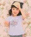 ベビー服 女の子 綿100％ お花 ピアノ 音符 プリント フリル Tシャツ パープル(91) モデル画像全身
