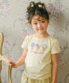 ベビー服 女の子 綿100％ チューリップ袖 刺繍 ロゴ 花 アイスクリーム Tシャツ イエロー(04)