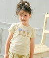 ベビー服 女の子 綿100％ チューリップ袖 刺繍 ロゴ 花 アイスクリーム Tシャツ イエロー(04)
