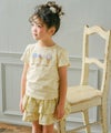 ベビー服 女の子 綿100％ チューリップ袖 刺繍 ロゴ 花 アイスクリーム Tシャツ イエロー(04)