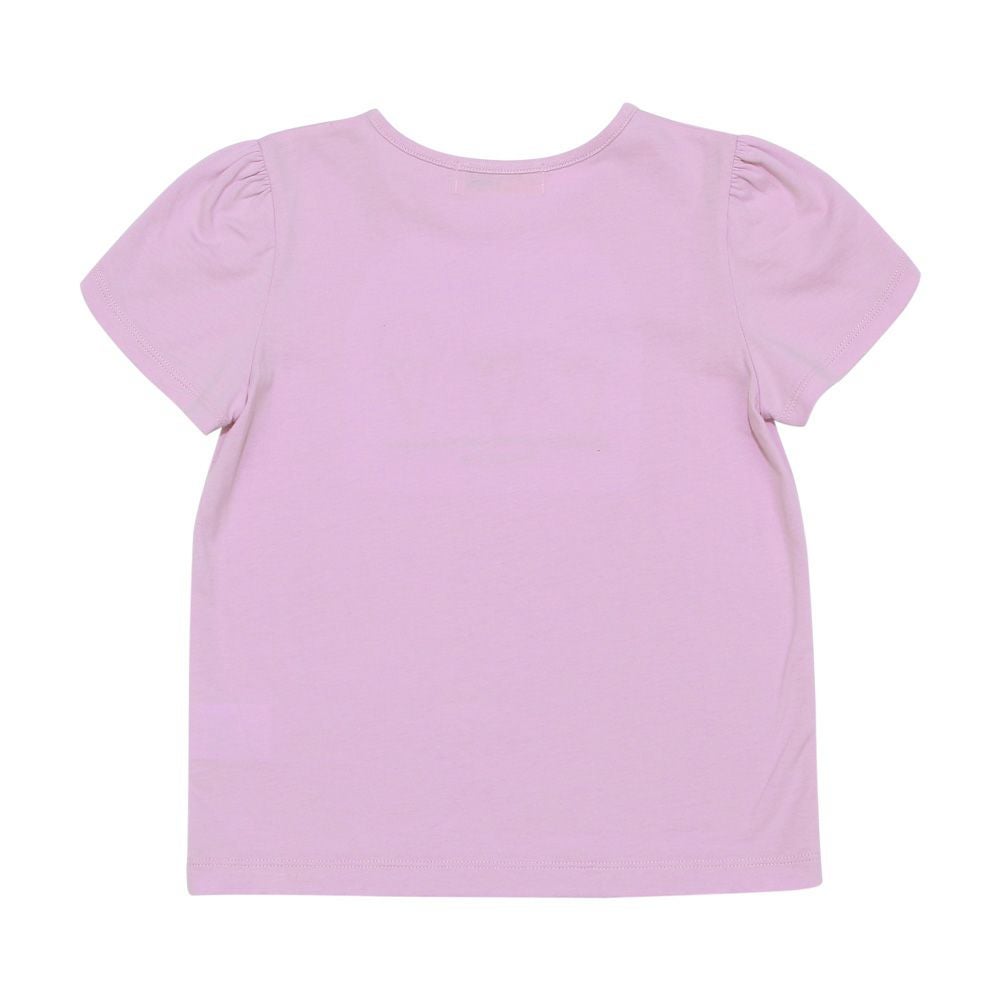 ベビー服 女の子 綿100％ チューリップ袖 刺繍 ロゴ 花 アイスクリーム Tシャツ パープル(91) 背面