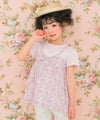 ベビー服 女の子 綿100％ オリジナル 花柄 プリント リボン 重ね着風 Aライン Tシャツ