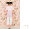 ベビー服 女の子 綿100％ オリジナル 花柄 プリント リボン 重ね着風 Aライン Tシャツ