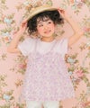 ベビー服 女の子 綿100％ オリジナル 花柄 プリント リボン 重ね着風 Aライン Tシャツ
