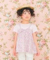 ベビー服 女の子 綿100％ オリジナル 花柄 プリント リボン 重ね着風 Aライン Tシャツ