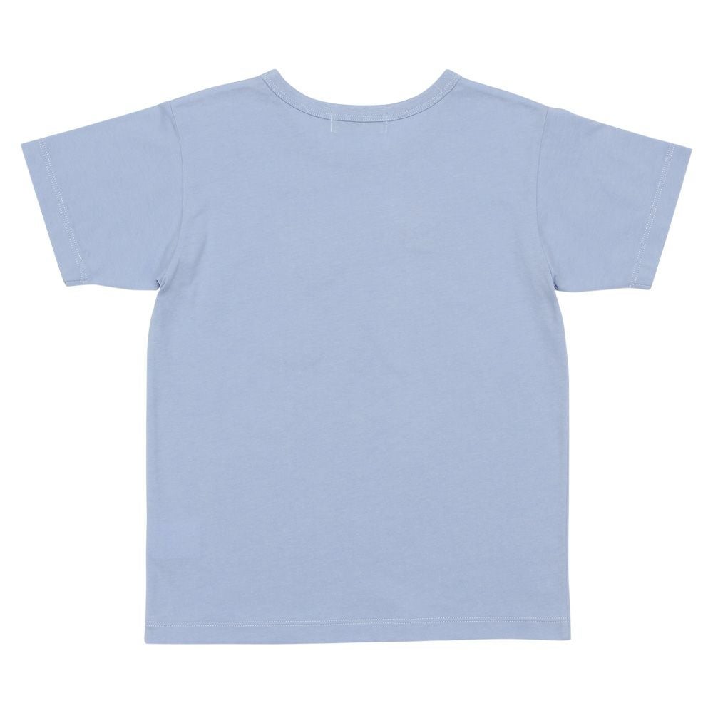 ベビー服 男の子 乗り物 プリント ＆ ワッペン ロゴ 綿100％ Tシャツ ブルー(61) 背面